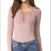 Free People Tops | Free People Xs Pink/Rose Lace Up Layering Top | Color: Cream/Pink | Size: Xs