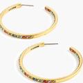 J. Crew Jewelry | Jcrew Two-Tone Pave’ Hoops Nwt Os Multi Color | Color: Gold/Red | Size: Os