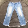 Free People Jeans | Free People Distressed Cropped Jeans | Color: Blue | Size: 27