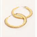 Free People Jewelry | Free People Lurex Macrame Hoop Earring | Color: Yellow | Size: Os