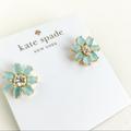 Kate Spade Jewelry | Kate Spade Blue Fem Flower Earrings | Color: Blue/Gold | Size: Os