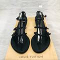 Louis Vuitton Shoes | Louis Vuitton Suede & Crystal Bow Sandals Black | Color: Black/Gold | Size: 8