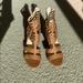 Jessica Simpson Shoes | Jessica Simpson Tan Sandals W Gold Zippers 7 1/2 | Color: Gold/Tan | Size: 7.5