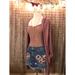 Free People Skirts | Free People Embroidered Denim Mini Skirt | Color: Blue/Pink | Size: 26