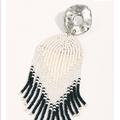 Free People Jewelry | Free People Ombr Fringe Earring | Color: Black/Silver | Size: 5”