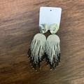 Free People Jewelry | Free People Ombr Fringe Earring | Color: Black/Silver | Size: 5”