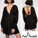 Free People Dresses | Free People Sugarpie Mini Dress In Black V Neck Embroidered Boho Coastal Cowgirl | Color: Black | Size: S