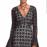 Free People Dresses | Free People Crochet Minidress Size 8 | Color: Black/Cream | Size: 8