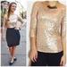 J. Crew Tops | Jcrew Rose Gold Sequin 3/4 Sleeve Top, Size Small | Color: Gold/Pink | Size: S