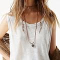 Free People Jewelry | Free People Layered Leather Necklace W/ Blue Stone | Color: Blue/Brown | Size: Os