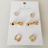 Kate Spade Jewelry | Kate Spade Spade, Bow, Circle Stud Earrings 3 Pair | Color: Gold | Size: Os