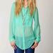 Free People Tops | Free People Button Down Casual Sheer Blouse Xs | Color: Green | Size: Xs