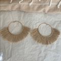 Free People Jewelry | Fringe Gold Hoop Statement Earrings | Color: Cream/Gold/Red | Size: Os