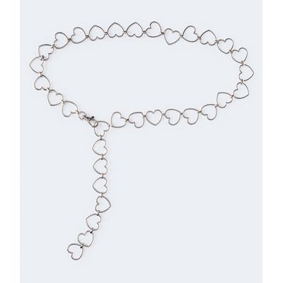 Aeropostale Womens' Heart Chain Belt - Silver - Si...