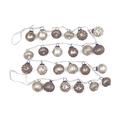 Creative Co-Op Distressed White & Grey Embossed Mercury Glass Ornament Fabric String Garland, Taupe and Cream