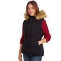 TOG 24 Cowling Womens Ultra Warm Wind Resistant Padded Gilet with Pockets and Faux Fur Trim Hood Black