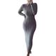 Viottiset Women's Jumper Dress Knitted Sweater Dress Elegant Crewneck Long Sleeve Tunic Bodycon Dress Gray M