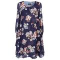 James Lakeland Long Sleeve Floral Print Wave Hem Dress 12 Navy