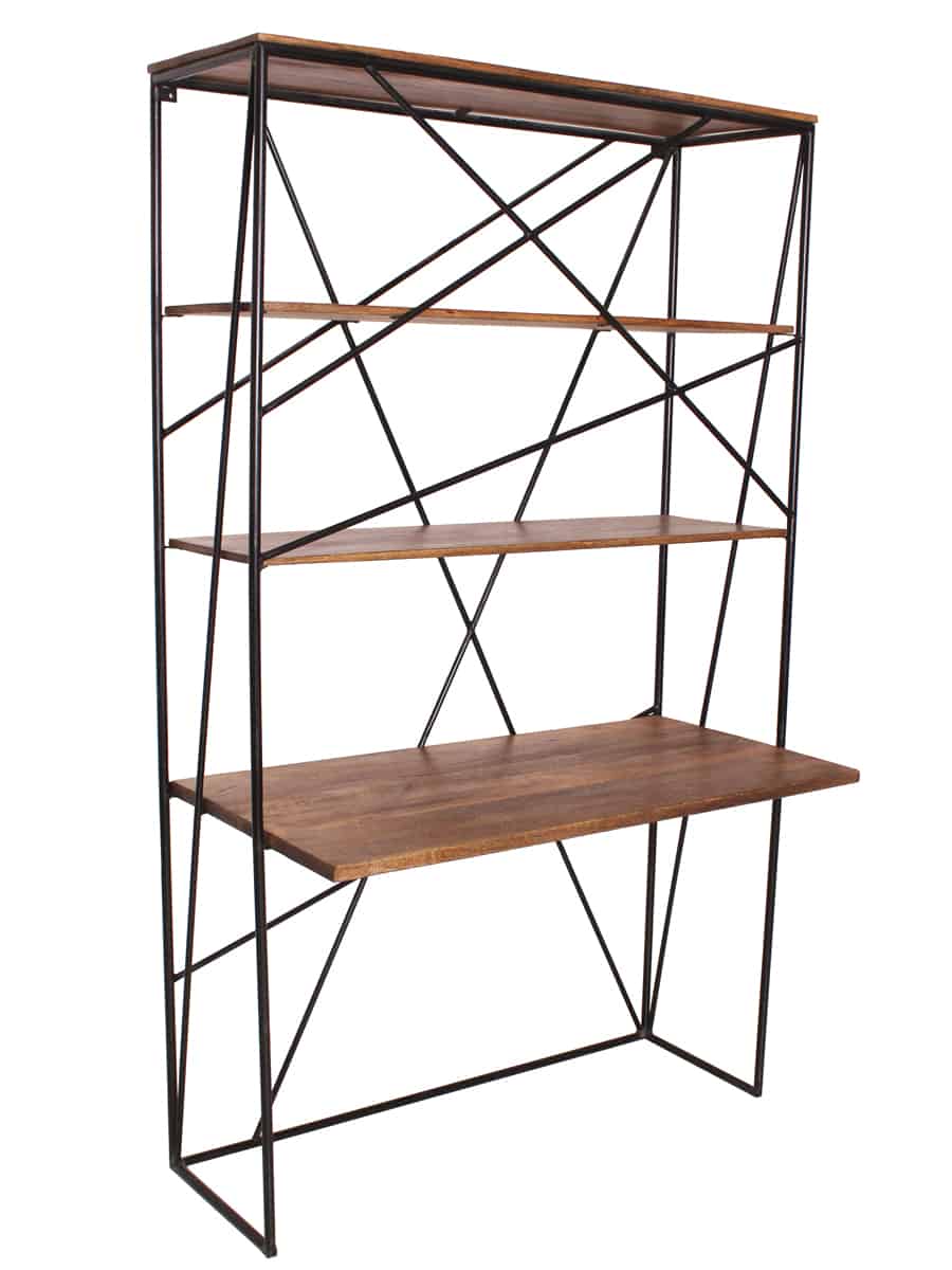 MiaMöbel Regal mit Schreibtisch 'Tom Tailor' Massivholz, Metall Mango Modern Indien Indisch