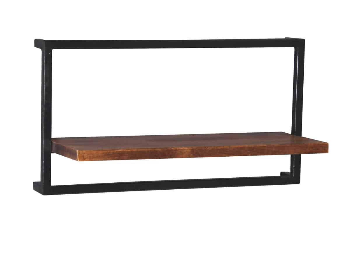 MiaMöbel Wandregal 'Madras' 65x35 cm Massivholz, Metall Sheesham Modern Indien Indisch