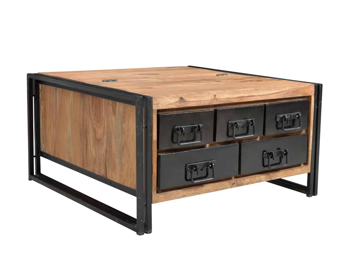 MiaMöbel Couchtischtruhe 'Madras' Massivholz, Metall Sheesham Modern Indien Indisch