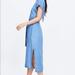 Zara Dresses | Nwt’s Zara Jean Dress With Backout Slit Medium | Color: Blue | Size: M