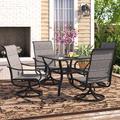 Lark Manor™ Alyah Square 4 - Person 37" Long Outdoor Dining Set Metal in Black | 28 H x 37 W x 37 D in | Wayfair D2940ED21E5444BE9368732EC2BEE8B1