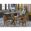 Red Barrel Studio® 5 - Piece Rubberwood Solid Wood Dining Set Wood/Upholstered in Brown | Wayfair E94385A7D3AC46C2B29A12F2F4F5927C