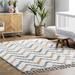 104 x 32 x 1.18 in Rug - Mistana™ Teen Mercedes Chevron Power Loom White/Blue/Orange/Pink Rug Metal | 104 H x 32 W x 1.18 D in | Wayfair