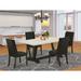 Wildon Home® Ashington 5 - Piece Rubberwood Solid Wood Dining Set Wood/Upholstered in White/Black/Brown | Wayfair 330A2336E64D46B5831D8A064B386BF2