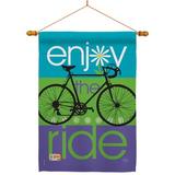 Breeze Decor Bike Ride 2-Sided Polyester 40" H x 28" W Flag set in Blue/Green | 40 H x 28 W x 1 D in | Wayfair BD-SP-HS-109040-IP-BO-03-D-US12-AM