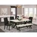 Wildon Home® Cyndra 6 - Person Rubberwood Solid Wood Dining Set Wood/Upholstered in White/Black/Brown | 30 H in | Wayfair