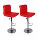 Latitude Run® Swivel Adjustable Height Bar Stool Upholste/Leather/Metal/Faux leather in Red | 17 W x 17 D in | Wayfair