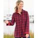 Appleseeds Women's Ruffled-Collar Plaid Tunic - Red - PL - Petite