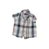 Baby Gap Short Sleeve Button Down Shirt: Blue Plaid Tops - Size 6-12 Month