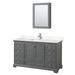 Deborah 60 Inch Single Bathroom Vanity in Dark Gray, Light-Vein Carrara Cultured Marble Countertop, Undermount Square Sink, Medicine Cabinet - Wyndham WCS202060SKGC2UNSMED