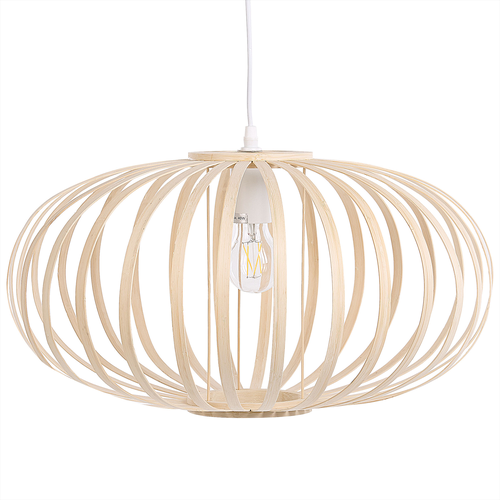 Hängeleuchte Hellbraun 120 cm aus Bambusholz / Metall ovale Beleuchtung für Wohn- Schlaf- und Esszimmer Modernes Design