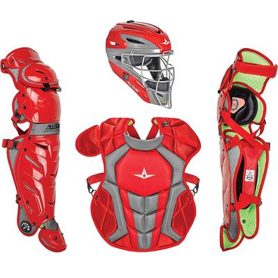 All Star System7 Axis NOCSAE Certified Senior Pro Catcher's Kit - Ages 12-16 Scarlet