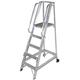 7 Tread 1.7m Aluminium Warehouse Picking Steps & Handrail – Narrow Aisle Portable Safety Stair Platform Ladders – Mobile Push/Pull Safety Steps – 3.3m Working Height – Castor Wheels Easy Movement