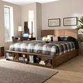 Baxton Studio Alba Modern Transitional Ash Walnut Brown Finished Wood King Size 4-Drawer Platform Storage Bed /w Built-In Shelves - Wholesale Interiors Alba-Ash Walnut-King