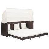 Latitude Run® 3 Seater Convertible Sleeper Outdoor Sofa Bed w/ Cushions PE Rattan Wicker/Rattan in Pink/Gray/White | 59.06 H x 78.74 W x 72.83 D in | Wayfair