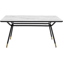 Kare Design Tisch South Beach, Wohnzimmertisch, Esstisch, Platte im Marmor-Look, Tischplatte aus Glas, Platz für bis zu 6 Personen, 160x90cm
