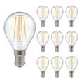 Pack of 10 x Crompton LED Dimmable Filament Golf Ball Light Bulb Clear 5W B15 SBC 2700K Warm