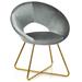 Costway Modern Accent Velvet Dining Arm Chair with Golden Metal Legs and Soft Cushion-Gray