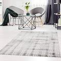 carpet city Teppich Flachflor Modern Meliert Zick-Zack Muster in Creme/Grau Wohnzimmer Größe 140/200 cm
