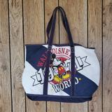 Disney Bags | Disney Parks Mickey Mouse Canvas Large Tote Bag | Color: Blue/White | Size: Os