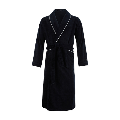 Möve Bademäntel Herren Schalkragen Manhattan Velours black - 199 L Schwarz