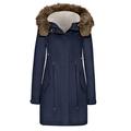 Libland Women's Parka Jacket with Faux Fur Collar,Warm Women Winter Puffer Coats Hooded 7626 blue Medium