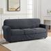 The Twillery Co.® Pizarro Soft Stretch Separate Box Cushion Sofa Slipcover Polyester in Gray/Black | 41 H x 92 W x 42 D in | Wayfair