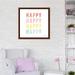 East Urban Home Happy Happy by Ann Kelle - Textual Art Print Canvas, Wood in Gray | 37 H x 37 W x 1.5 D in | Wayfair